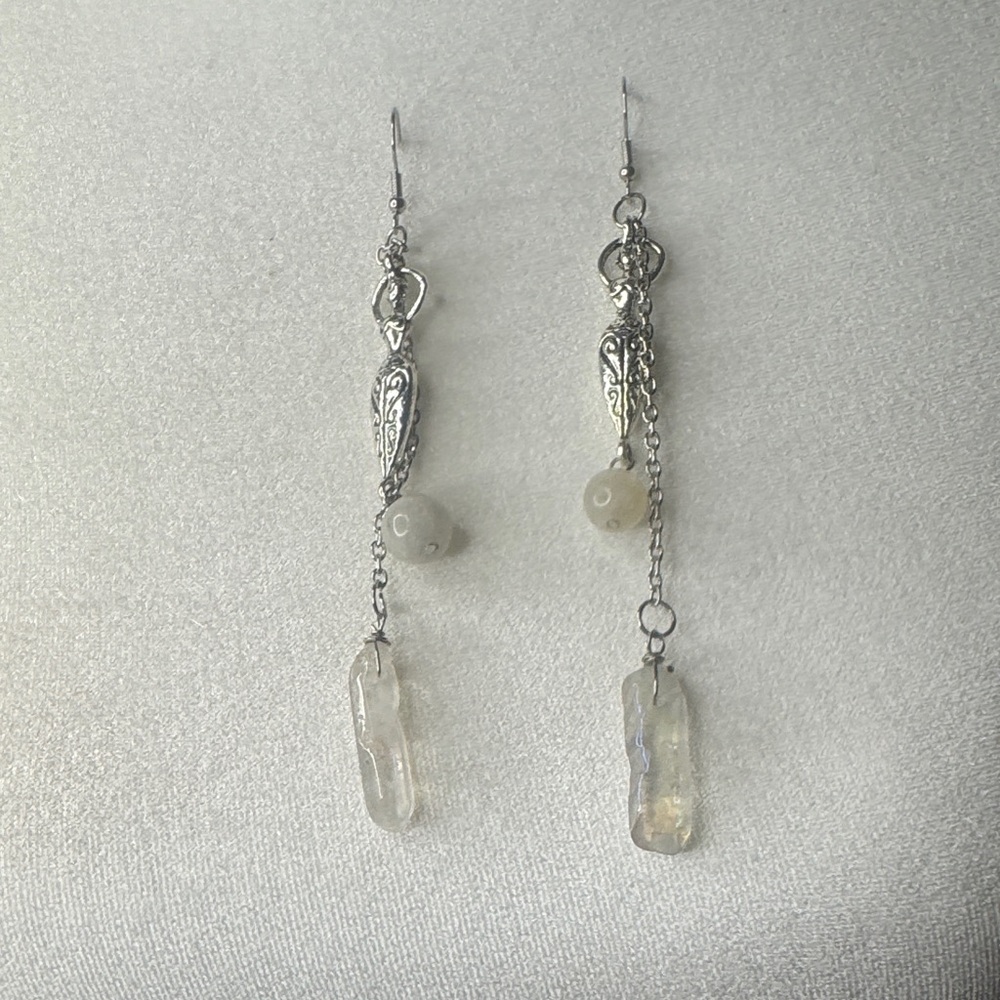 Elegant Silver and Clear Dangle Earrings